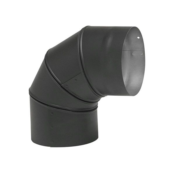 Metal-Fab 7" Single Wall Black Stove Pipe - 90° Elbow