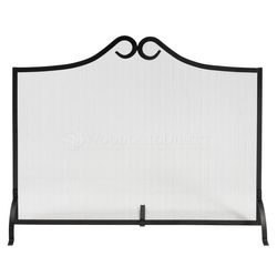 Single Panel Black Wrought Iron Fireplace Screen