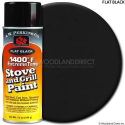Flat black 1400&Acirc;&deg;F extreme temperature stove and grill spray paint can with yellow label, 12 oz size by A.W. Perkins Co.