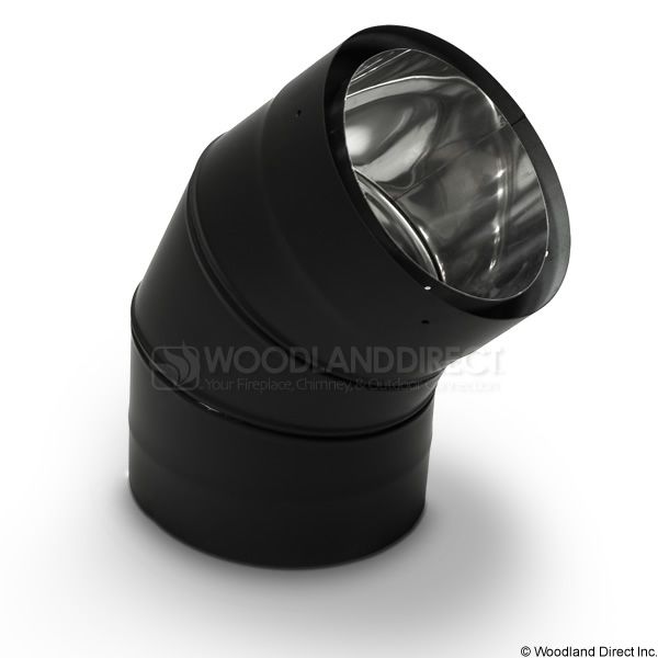 6" Diameter Champion Premium Double Wall Black Stove Pipe - 45º Fixed Elbow
