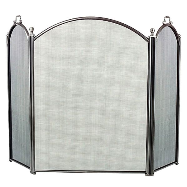 3-Panel Pewter Arched Fireplace Screen - 52" x 29"