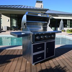 Wildfire Ranch Pro Black Stainless Steel Cart Mount Gas Grill - 36"