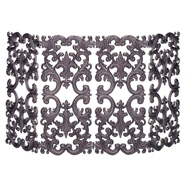 4 Fold Bronze Cast Aluminum Fireplace Screen - 54" x 30"