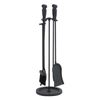 4 Piece Black Fireplace Tool Set - Round