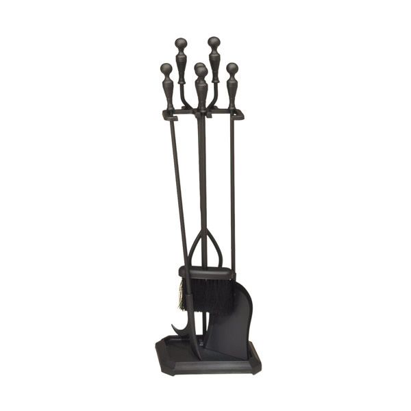 4-Piece Black Steel Fireplace Tool Set