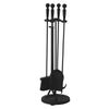 Fireplace Tool Set with Double Rods - Brushed Black
