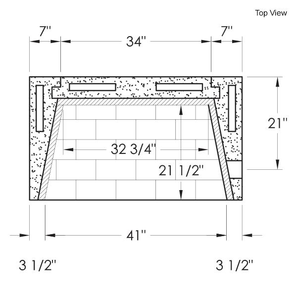 44" Pre-cast Masonry Firebox Kit - Gas Burning