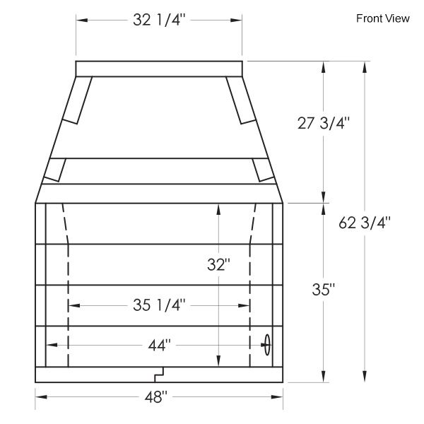 44" Pre-cast Masonry Firebox Kit - Gas Burning