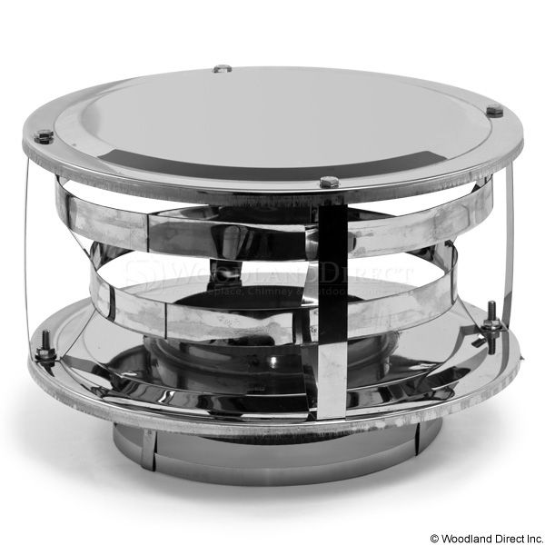 6" Ventis 316L Stainless Steel Wood Style Rain Cap