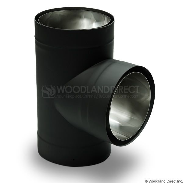 6" Diameter Champion Premium Double Wall Black Stove Pipe Tee & Cap