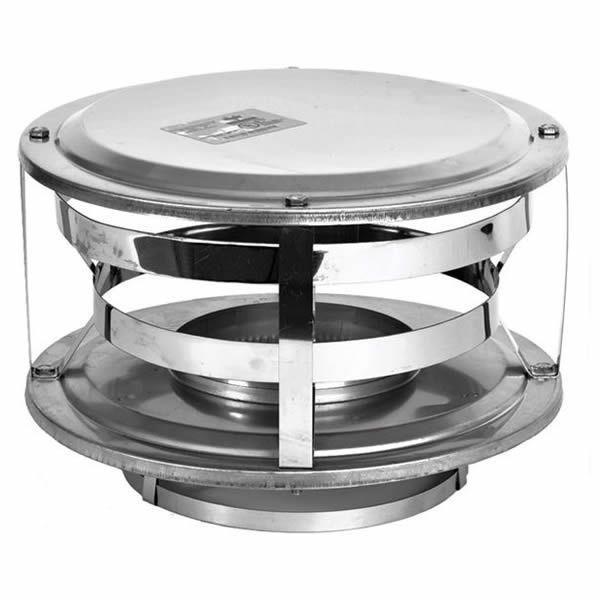 7" Ventis 430 Stainless Steel Wood-Style Rain Cap