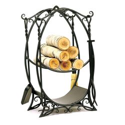 Cottage Indoor Firewood Rack with Tools