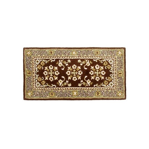 Coffee Rectangular Oriental Hearth Rug - 44" x 22"