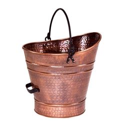 Copper Coal Hod / Pellet Bucket with Antique Finish - 14"H