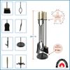 Black fireplace tool set with metallic handles, 29.75 inches tall, includes broom, shovel, poker, tongs, and stand with 8-inch diameter base
