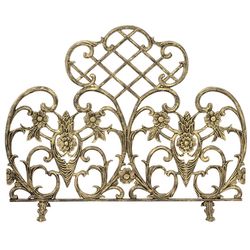 Antique Gold Single Panel Cast Aluminum Fireplace Screen