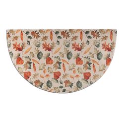 Autumn Leaves Printed Nylon Half Round Fireplace Hearth Rug