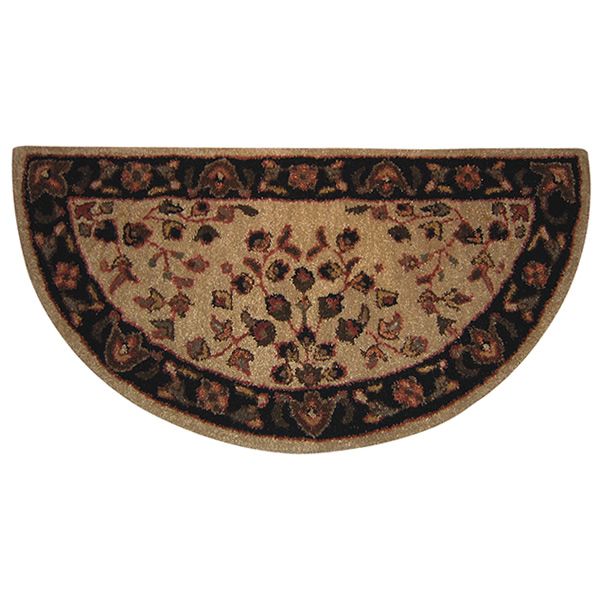 Beige with Black Hand Tufted Wool Rug - 44" x 22"