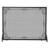 Black Single Panel Wrought Iron Scrollwork Fireplace Screen - 44" x 33"