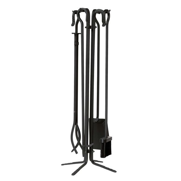Wrought Iron Quad Stand 4 Piece Tool Set - Black
