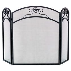 Black Wrought Iron Star Log Fireplace Screen