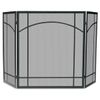 Black Triple Panel Iron Fireplace Screen with Mission Design - 55" x 31"