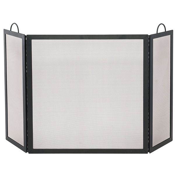 Black Triple Panel Wrought Iron Fireplace Screen - 54" x 34"