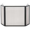 Black Triple Panel Wrought Iron Fireplace Screen - 54" x 34"