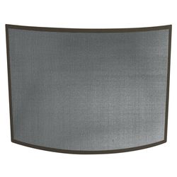 Bronze Single Panel Bowed Fireplace Screen