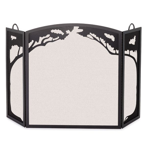 Grand Oak Three-Panel Fireplace Screen