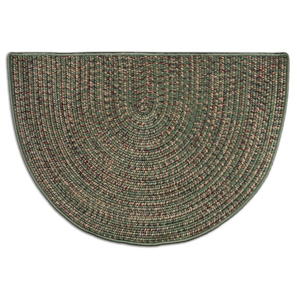 Green Multi-Colored Braided Fireplace Hearth Rug - 4'