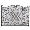 Diamond and Scroll Bronze Wrought Iron Single Panel Screen - 44" x 33"