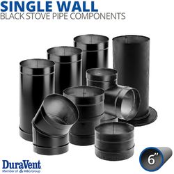 6" Diameter DuraVent DuraBlack Single-Wall Stove Pipe Components