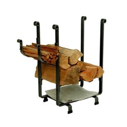 Rectangular Indoor Firewood Rack with Newspaper Rack