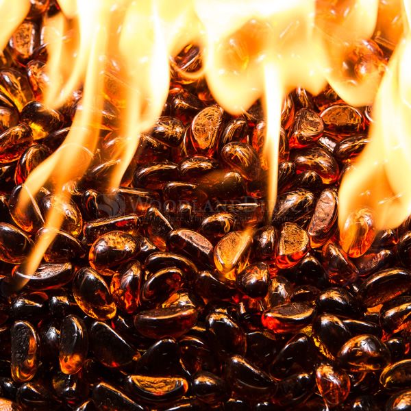 thumbnail image 2 of Luau Root Beer/Amber Iridescent Fire Glass Stones For Fire Pit - WSFG-RBIS 2 of 3