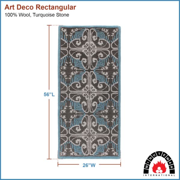 Minuteman Art Deco Rectangular Wool Hearth Rug 56"x26"