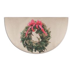 Holiday Printed Nylon Half Round Fireplace Hearth Rug