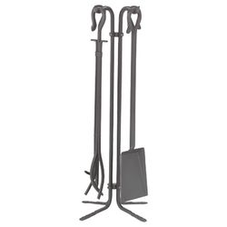 Hooked Natural Wrought Iron 4 Piece Tool Set