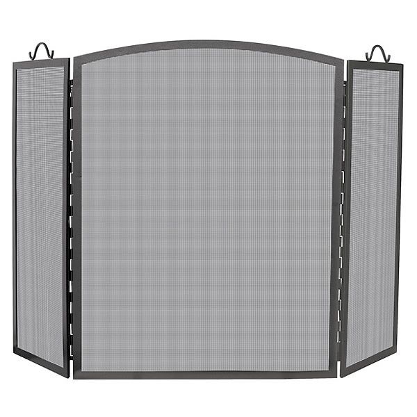 Olde World Arched Triple Panel Iron Fireplace Screen - 56" x 36"