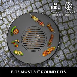 Outdoor Fire Pit and Paver Fire Pit Cooking Grill Plate - 31"