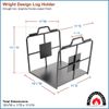 Minuteman Wright Design Black Firewood Rack with Suede Carrier - 11 1/2"