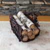 Minuteman Wright Design Black Firewood Rack with Suede Carrier - 11 1/2"