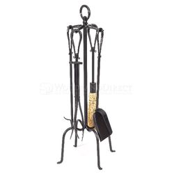 Loop Wrought Iron 4 Piece Fireplace Tool Set