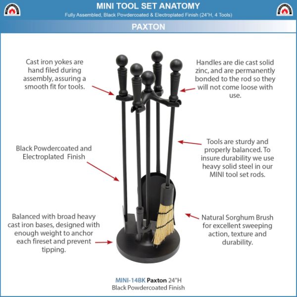 Minuteman 4 Piece Paxton Mini Fireplace Tool Set