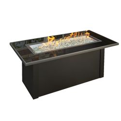 Monte Carlo Black Glass Top Linear Gas Fire Pit Table