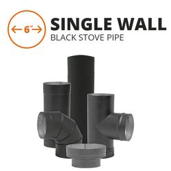 6" Metal-Fab Single Wall Black Stove Pipe Components