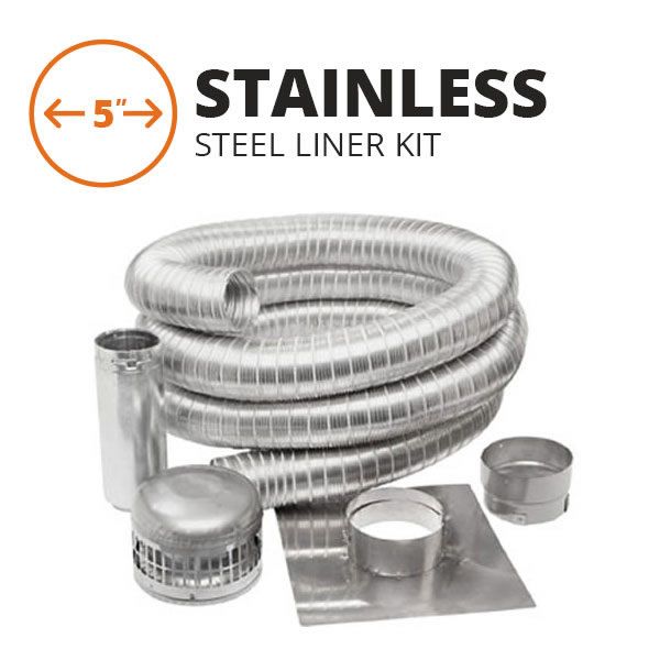 Metal-Fab Stainless Steel Chimney Liner Kit - 5" Diameter