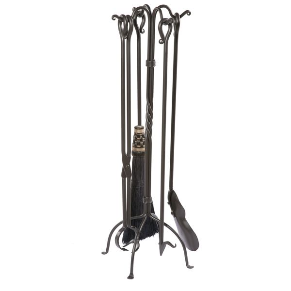Shepherd's Crook Fire Tool Set - Black