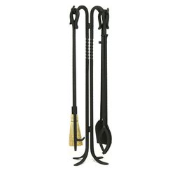 Shepherd's Hook - Wrought Iron Fireplace Tool Set - 39"h