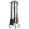 Short Twisted Wrought Iron 4 Piece Tool Set - Black